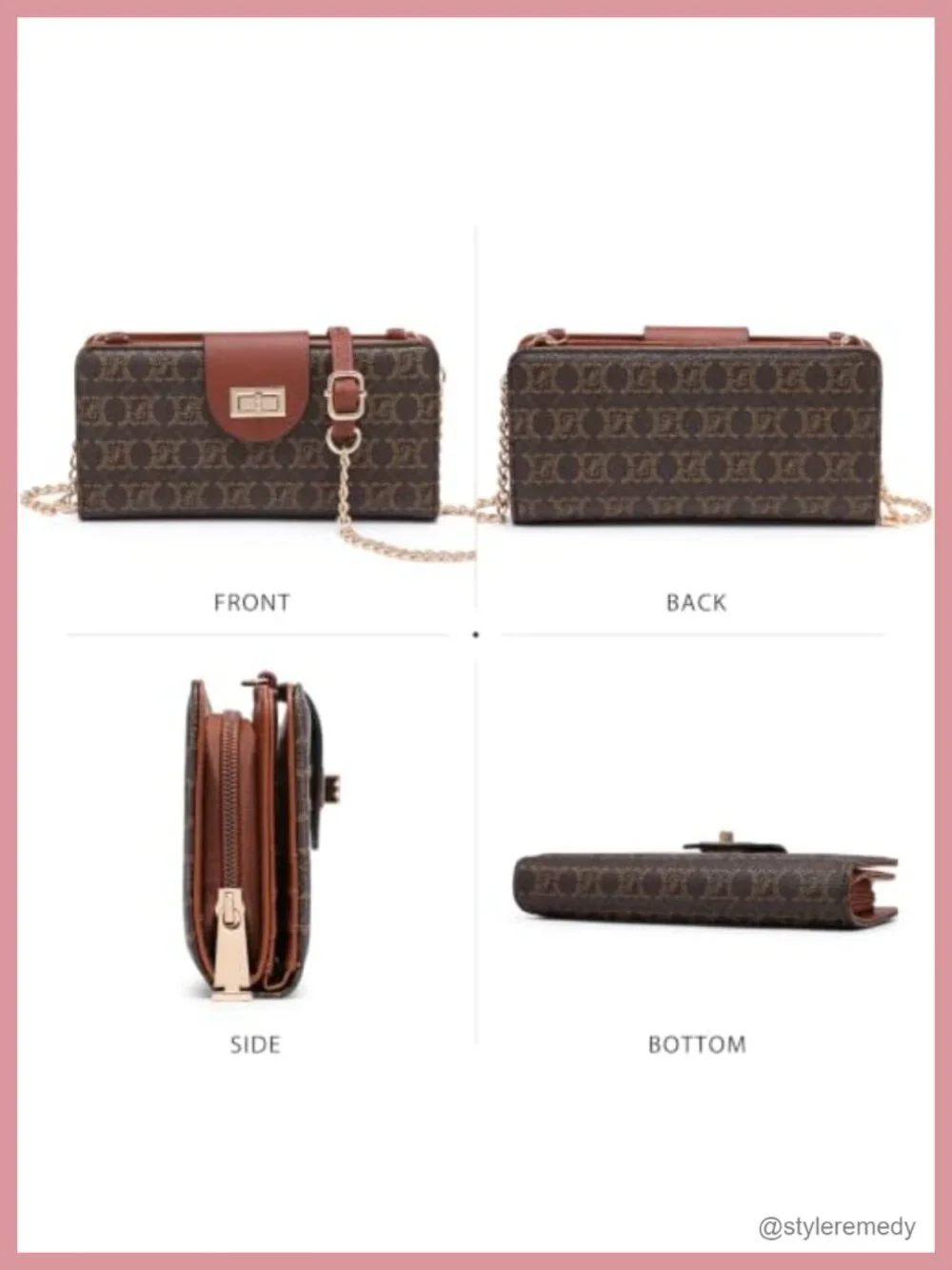 Faux Leather Crossbody Wallet with Phone Pocket & Card Slots